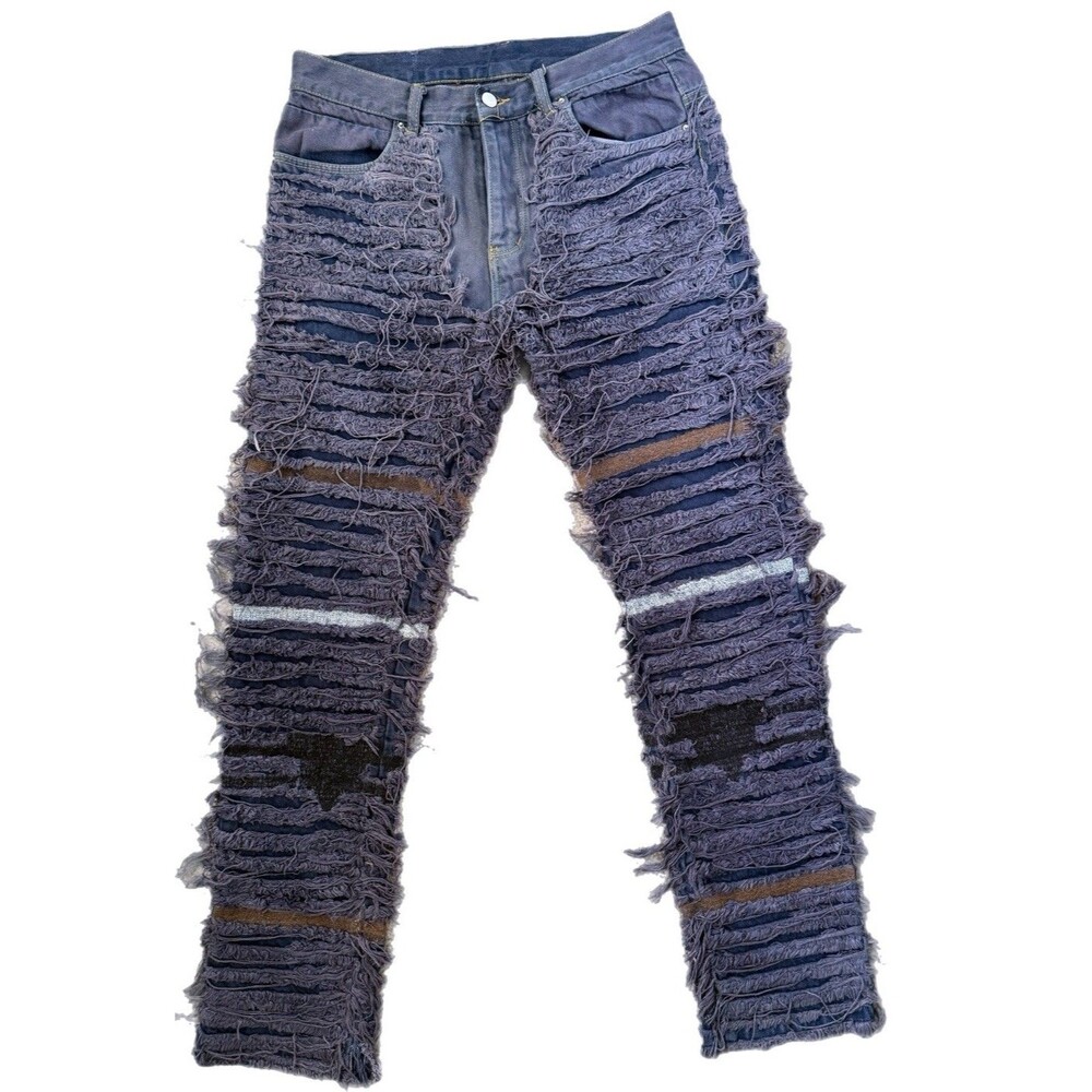 Mnml Distressed Frayed Button Fly Denim Jeans Men’s Size 33